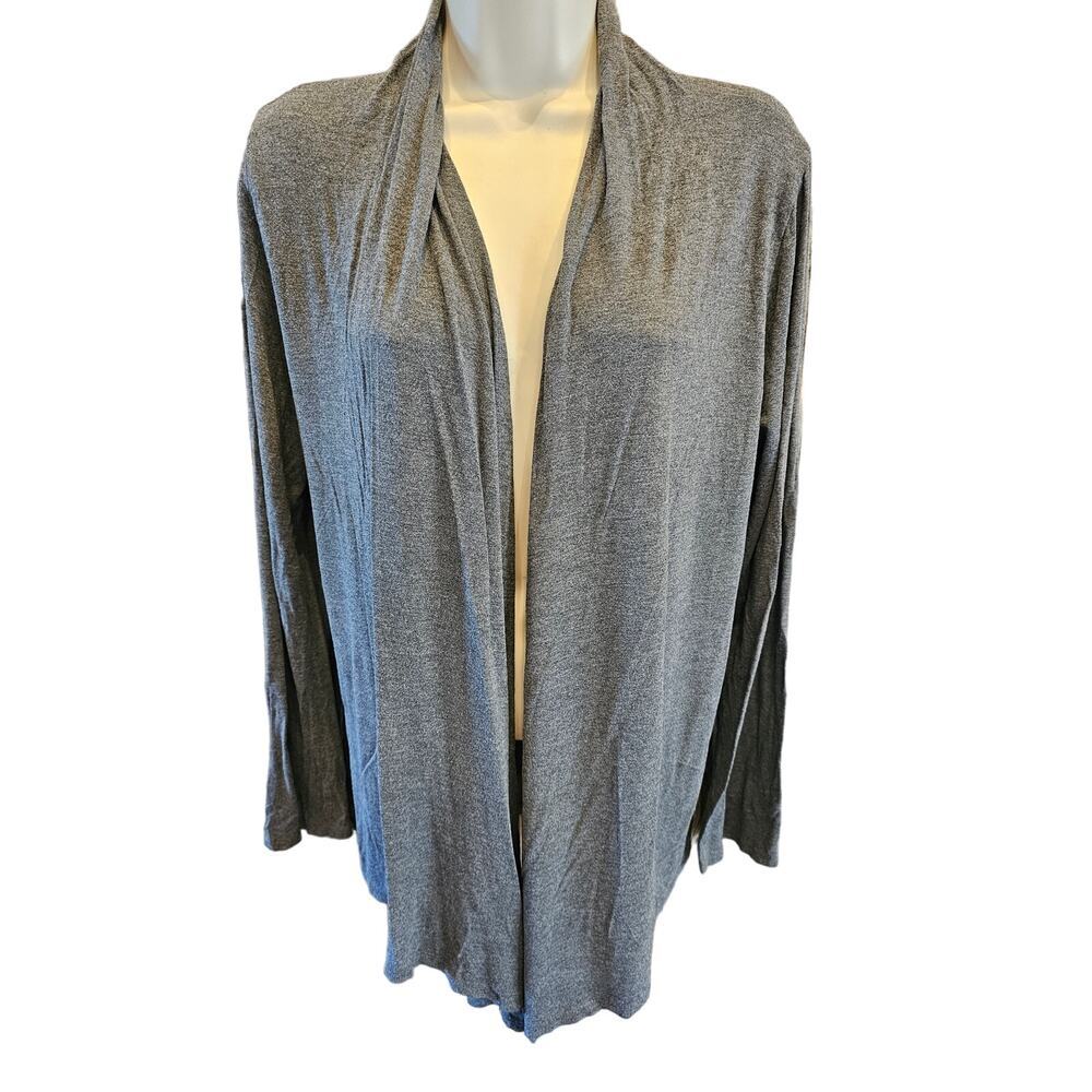 Loanna 2X open front drape cardigan office work wear career causal grey EUC ^